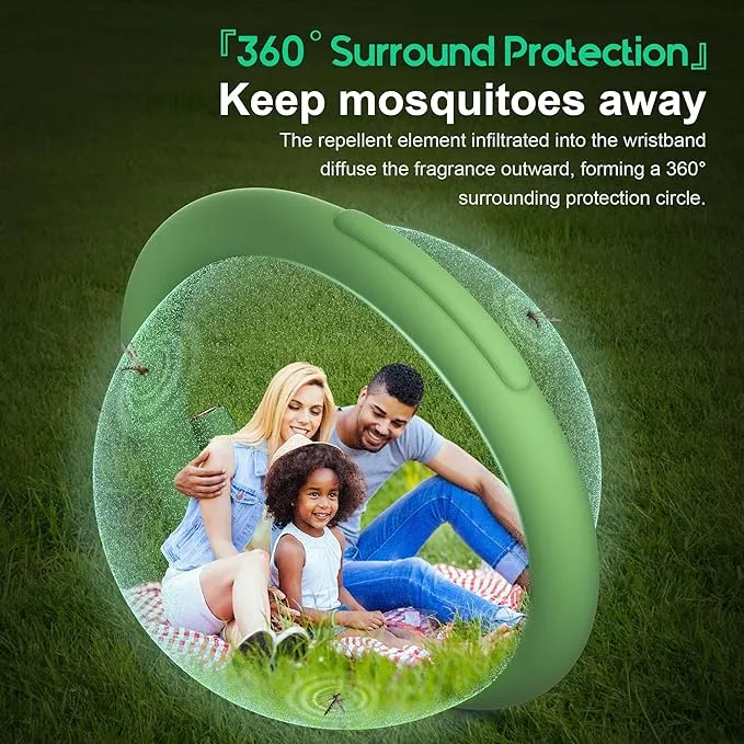 2 Pack Mosquito Repellent Bracelets, Insect & Pest Repellent Wristbands for Adults and Kids, DEET Free, Mosquito Repellent Bands Outdoor Patio (16 Replacement Cores - Green)