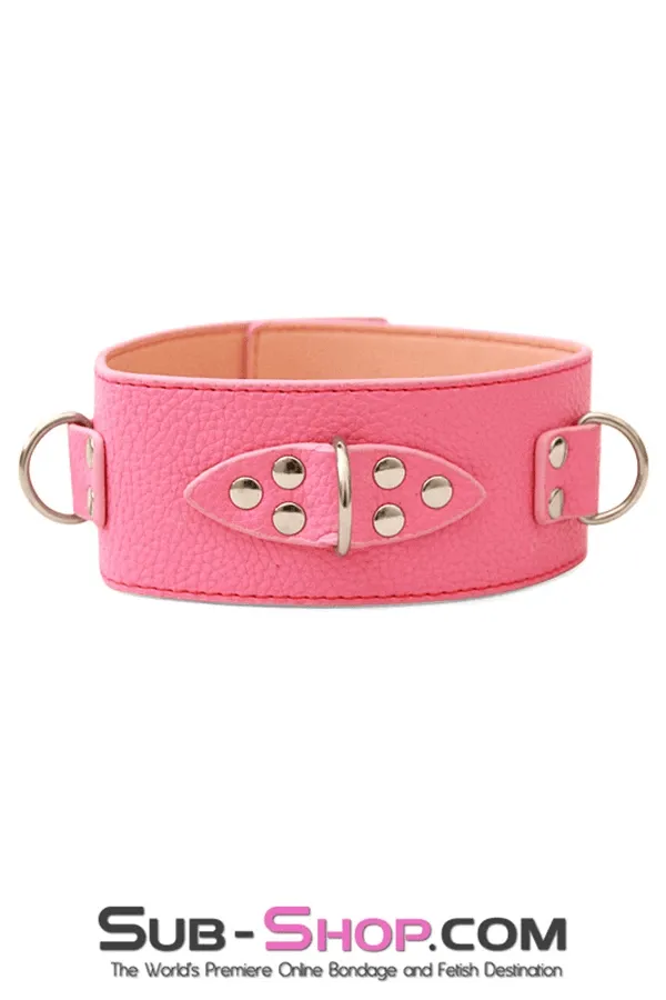 2284M      Pink Triple D Ring Bondage Collar