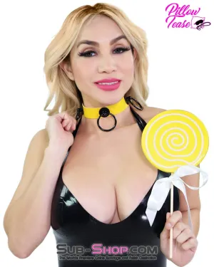 2313DL      Dark Restraint Yellow 3 Ring Collar with Black Hardware