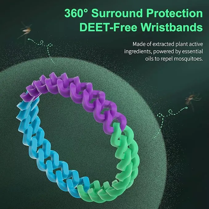 24 Pack Mosquito Repellent Bracelets for Adults and Kids, DEET-Free Insect & Bug Repellent Bands, Individually Wrapped Repellent Wristbands for Outdoor Camping Traveling