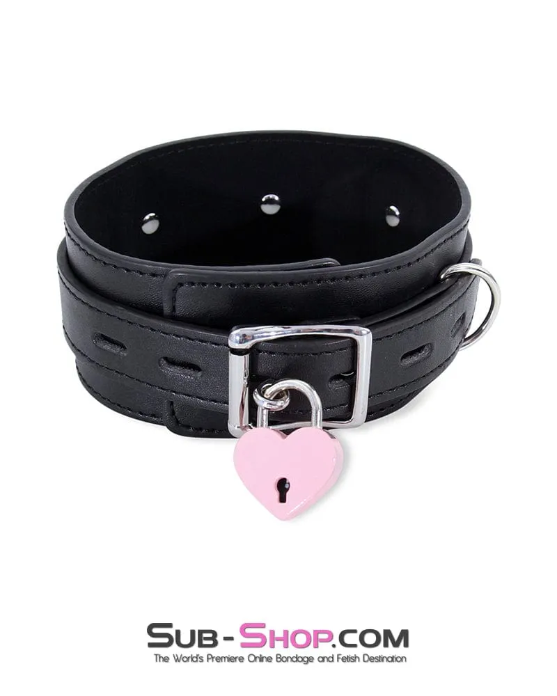2535MQ      Locking Black 2 Ring Bondage Collar