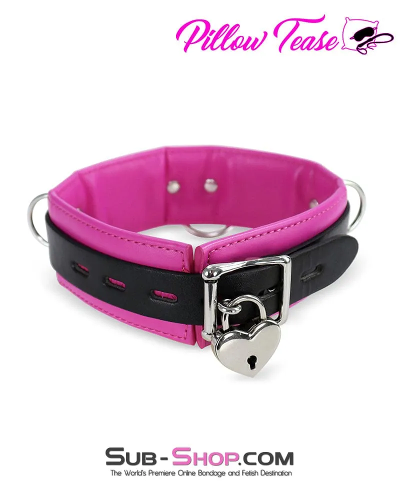 2668DL      Black and Rose Padded Bondage Collar