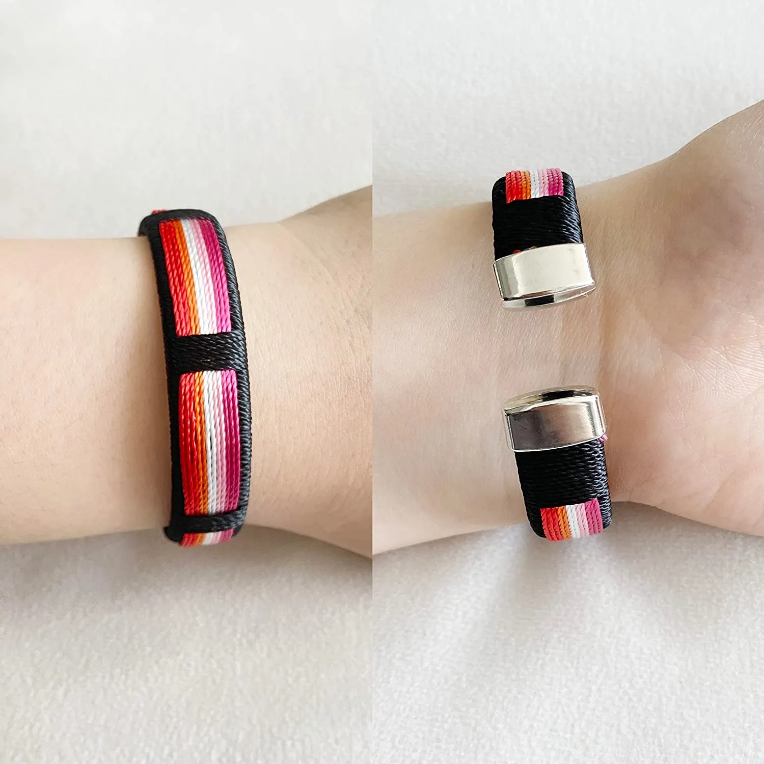 2Pcs Rainbow LGBT Bracelets Unisex Wristband Adjustable for Women Men Parade