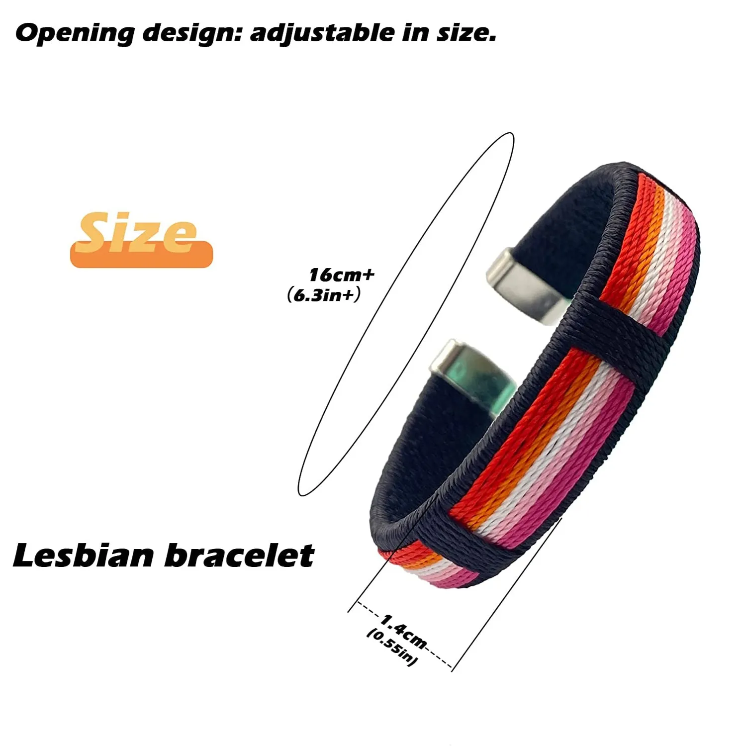 2Pcs Rainbow LGBT Bracelets Unisex Wristband Adjustable for Women Men Parade