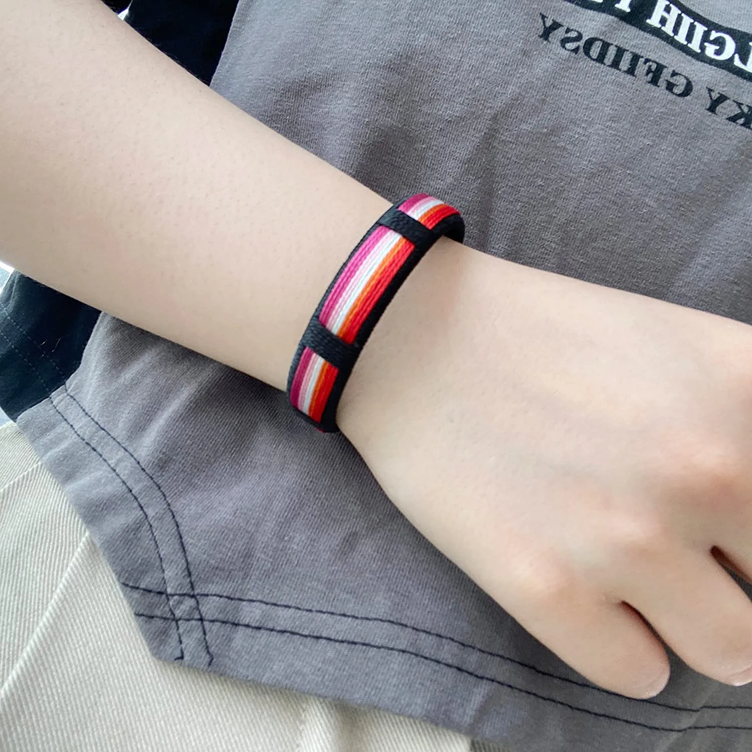 2Pcs Rainbow LGBT Bracelets Unisex Wristband Adjustable for Women Men Parade