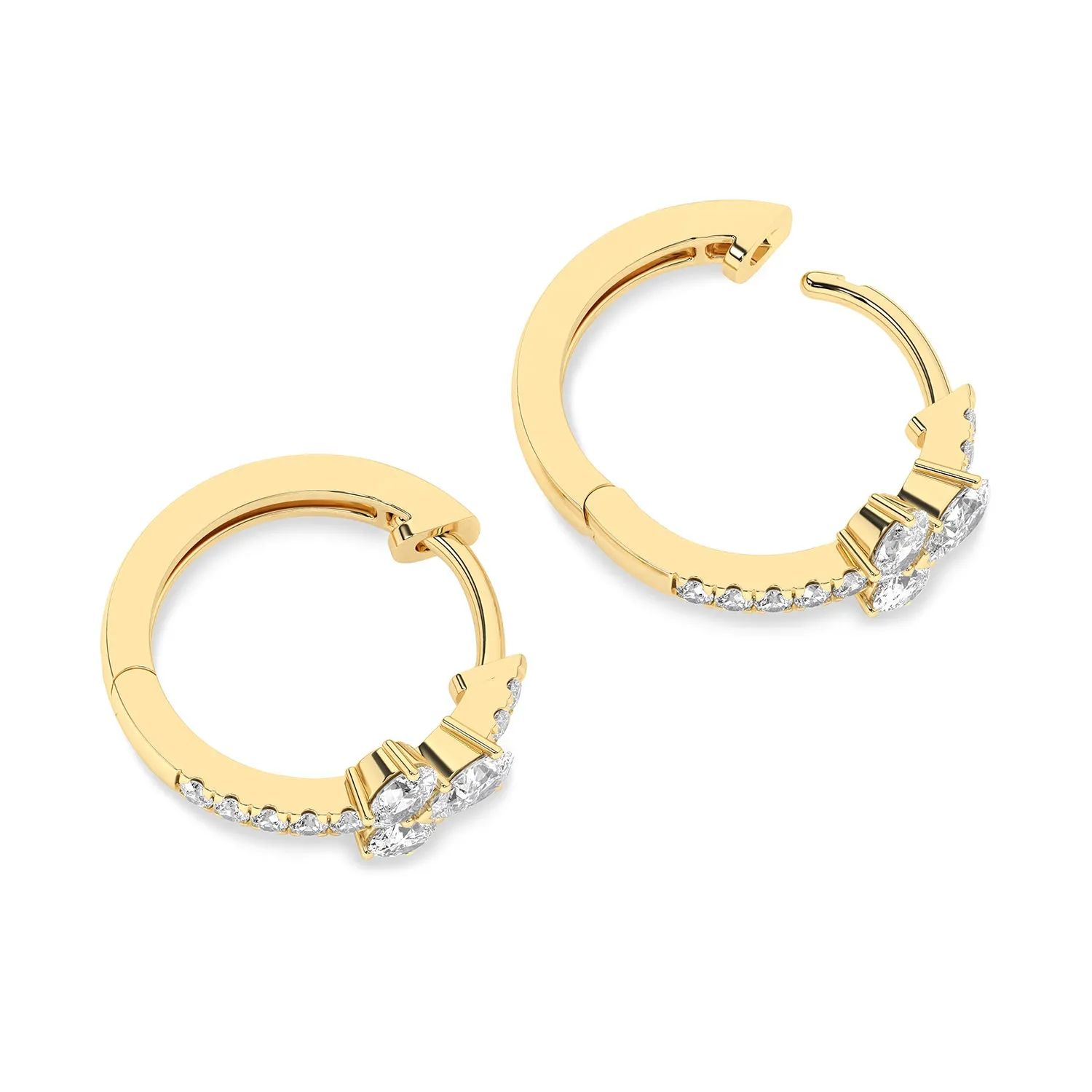 3 Oval Radiant Huggie Hoops