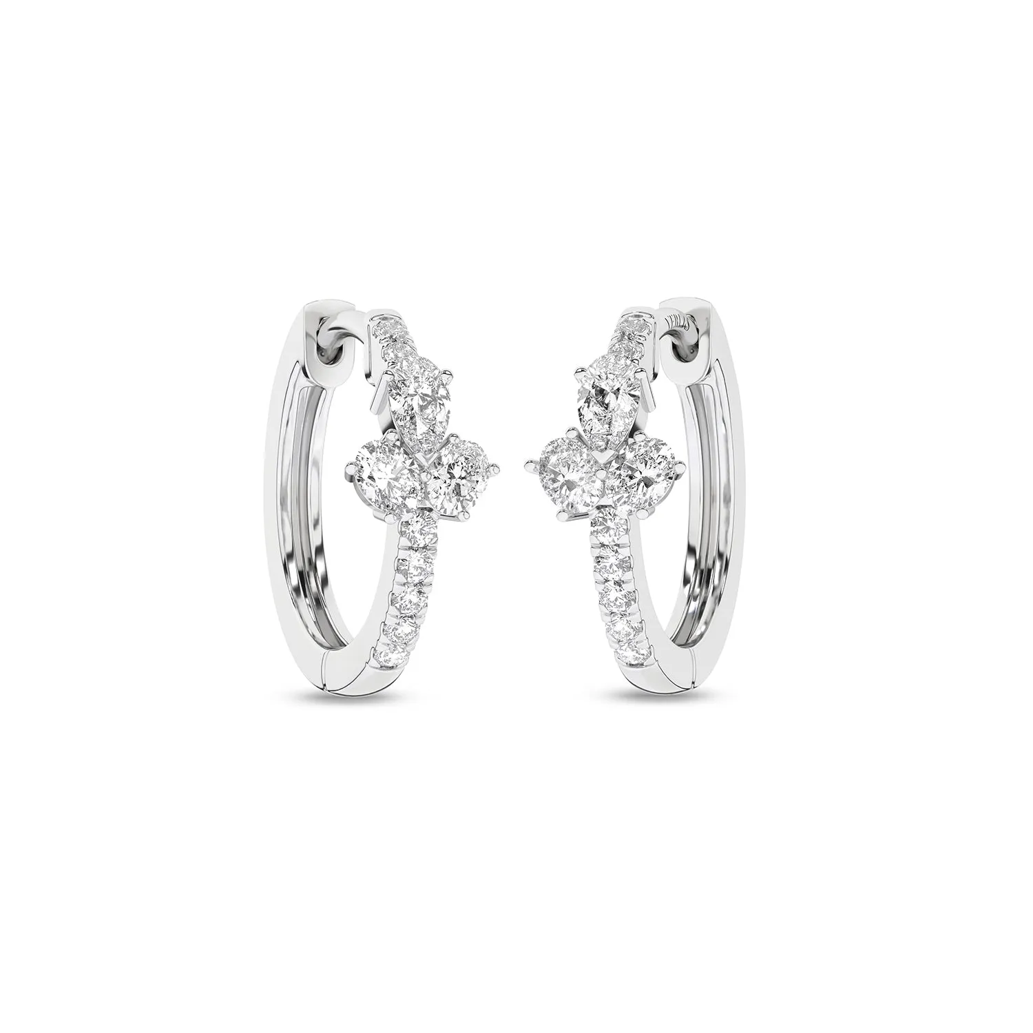 3 Oval Radiant Huggie Hoops