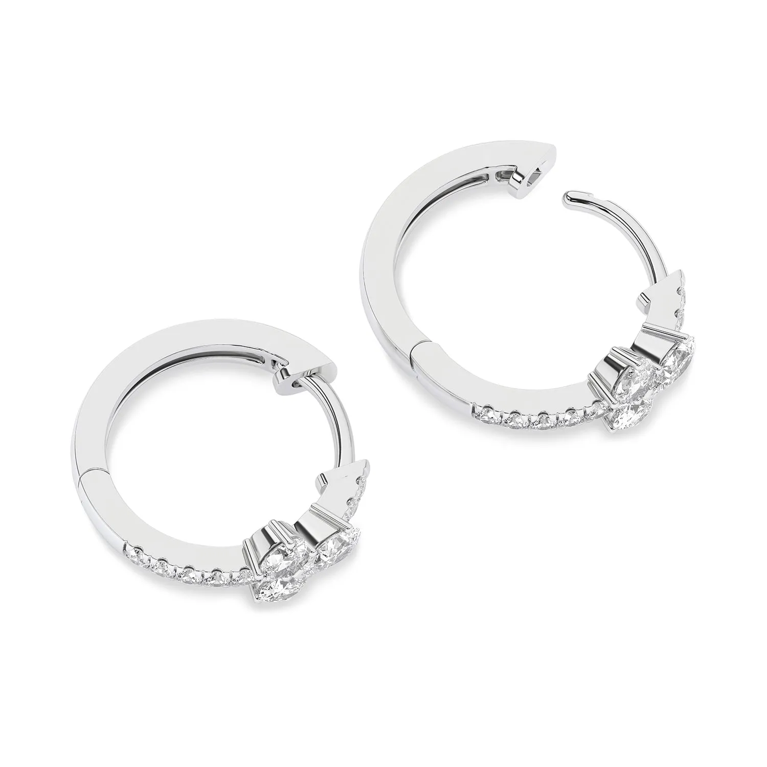 3 Oval Radiant Huggie Hoops