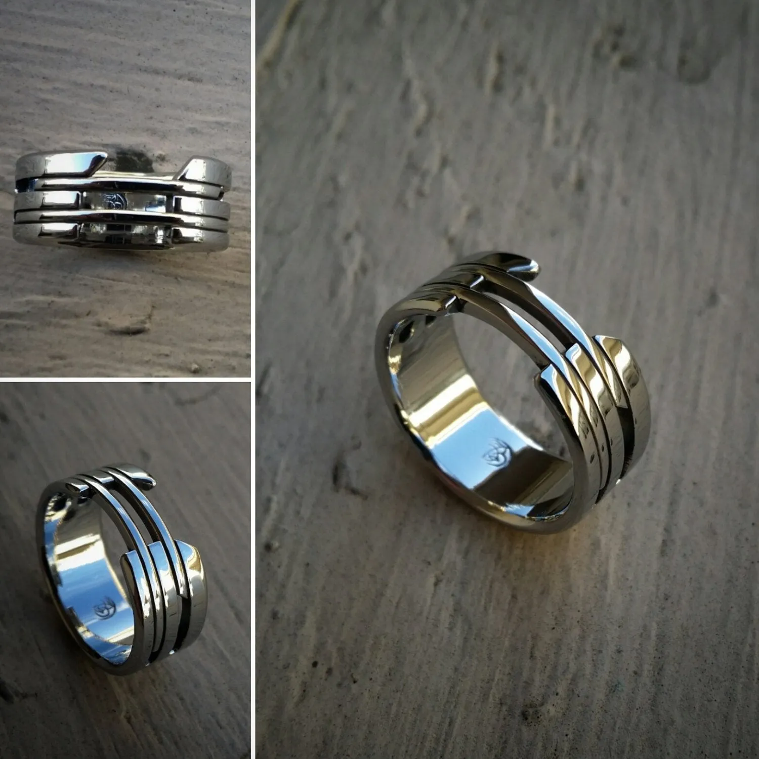 32 "CARCAJOU" handmade stainless steel ring (not casted) hypoallergenic mens rings wedding band mens jewelry