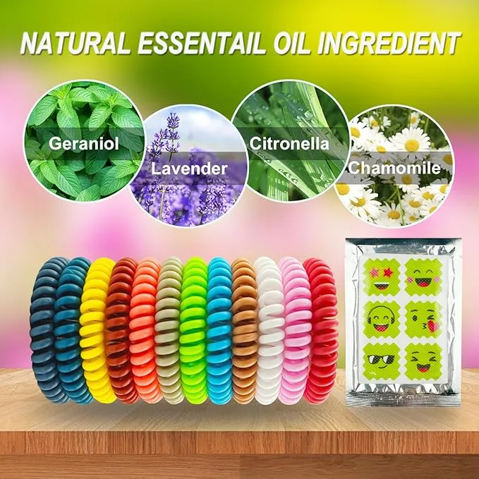 36 Pack Mosquito Repellent Bracelets, Individually Wrapped DEET-Free Insect & Bug Repellent Wristbands with 60 Pcs Mosquito Repellent Stickers for Kids & Adults Outdoor Camping Fishing Traveling