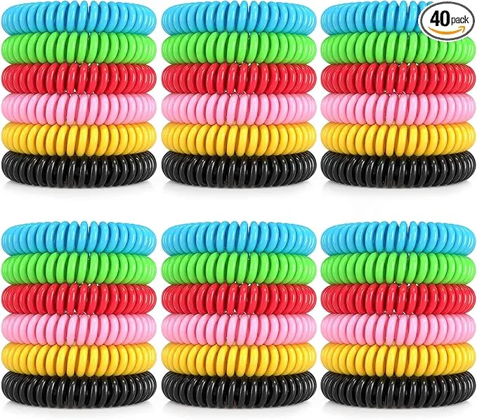 40 Pack Mosquito Repellent Bracelets for Adults & Kids, DEET-Free Bands, Individually Wrapped Repellent Wristbands