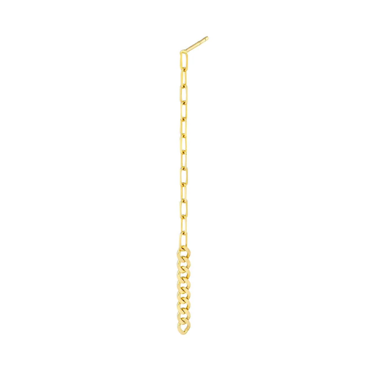 50/50 Paper Clip   Curb Long Drop Earrings