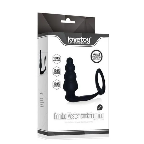 7073AC      Combo Master Silicone Cock Ring Graduated Plug