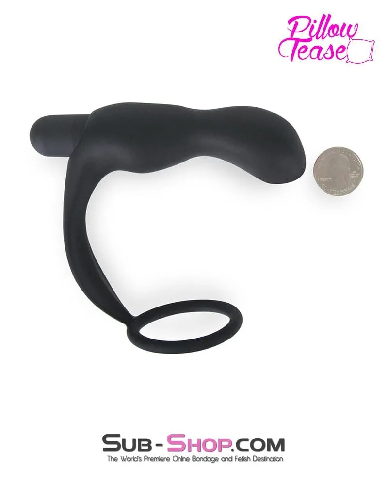 7085E      Waterproof Rechargeable Silicone Prostate Plug with Cock Ring Enhancer