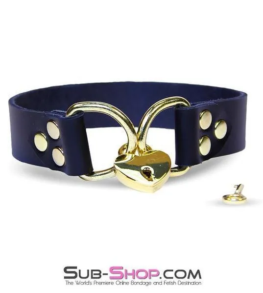 7862A      Heart of Gold Locking Padlock BDSM Collar - LAST CHANCE - Final Closeout!
