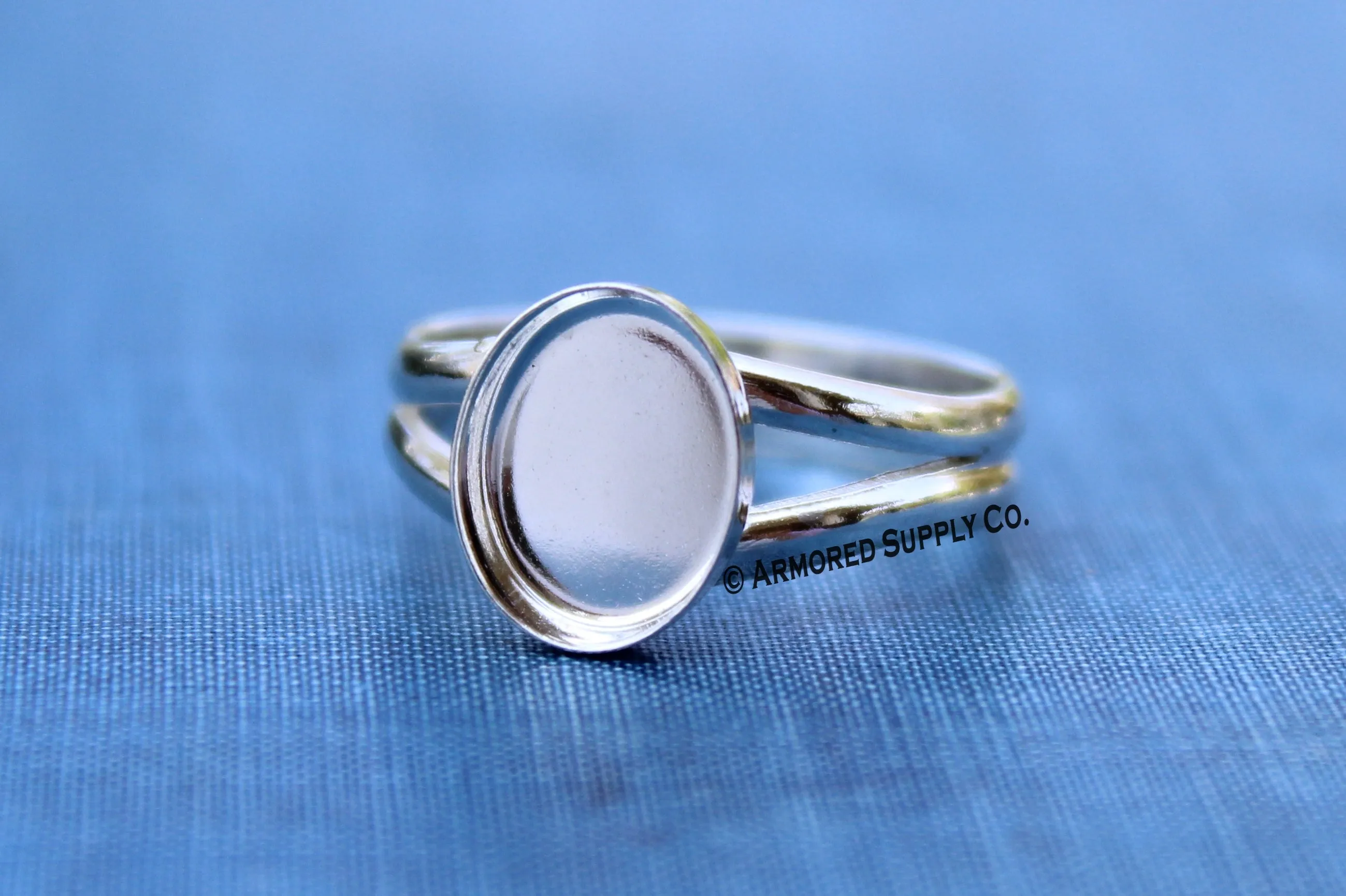 7x5 Oval Bezel Sterling Silver Split Shank Ring Band blank