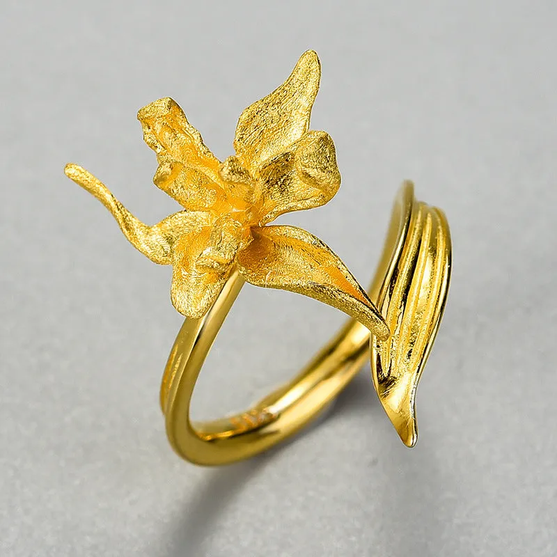 925 Silver Half Iris Toi et Moi Ring