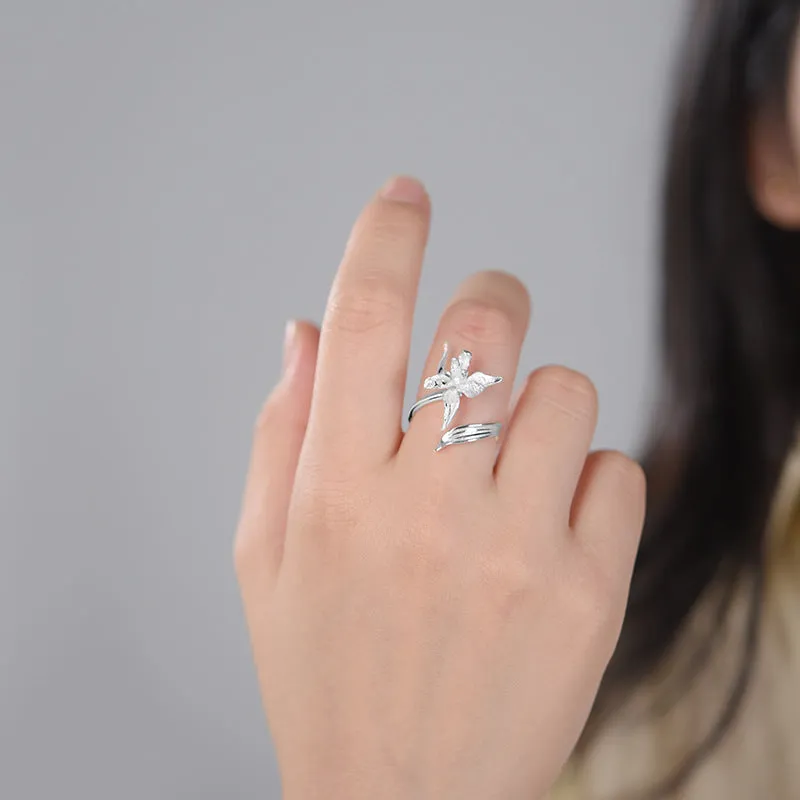 925 Silver Half Iris Toi et Moi Ring