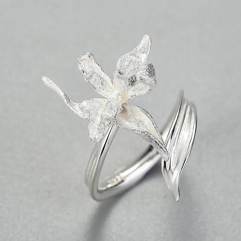 925 Silver Half Iris Toi et Moi Ring