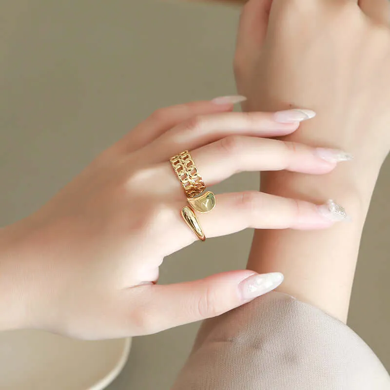 925 Silver Water Drop Slice Ring
