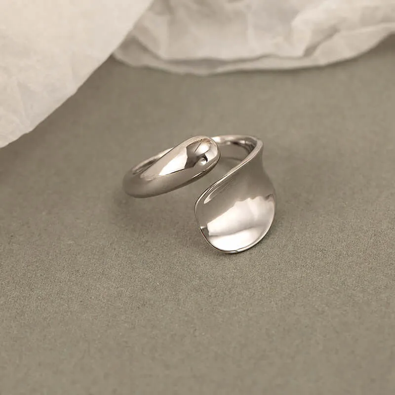 925 Silver Water Drop Slice Ring