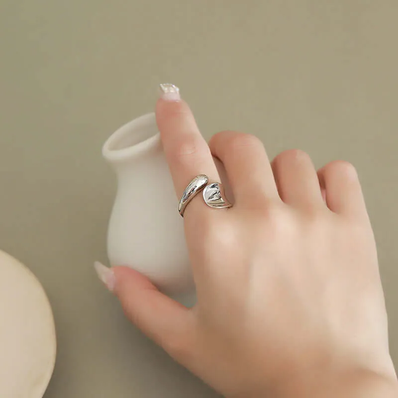 925 Silver Water Drop Slice Ring