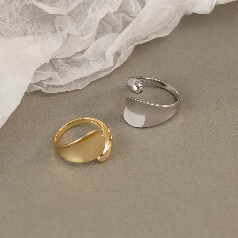 925 Silver Water Drop Slice Ring