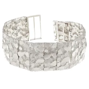 925 Sterling Silver Solid Nugget Bracelet Adjustable 7.5-8" 31.8mm 74 grams