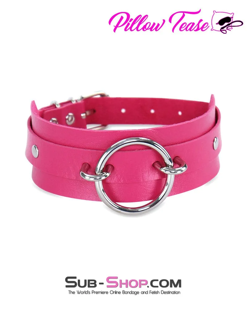 9911DL      Hot Pink Thin Single Ring Bondage Fashion Collar