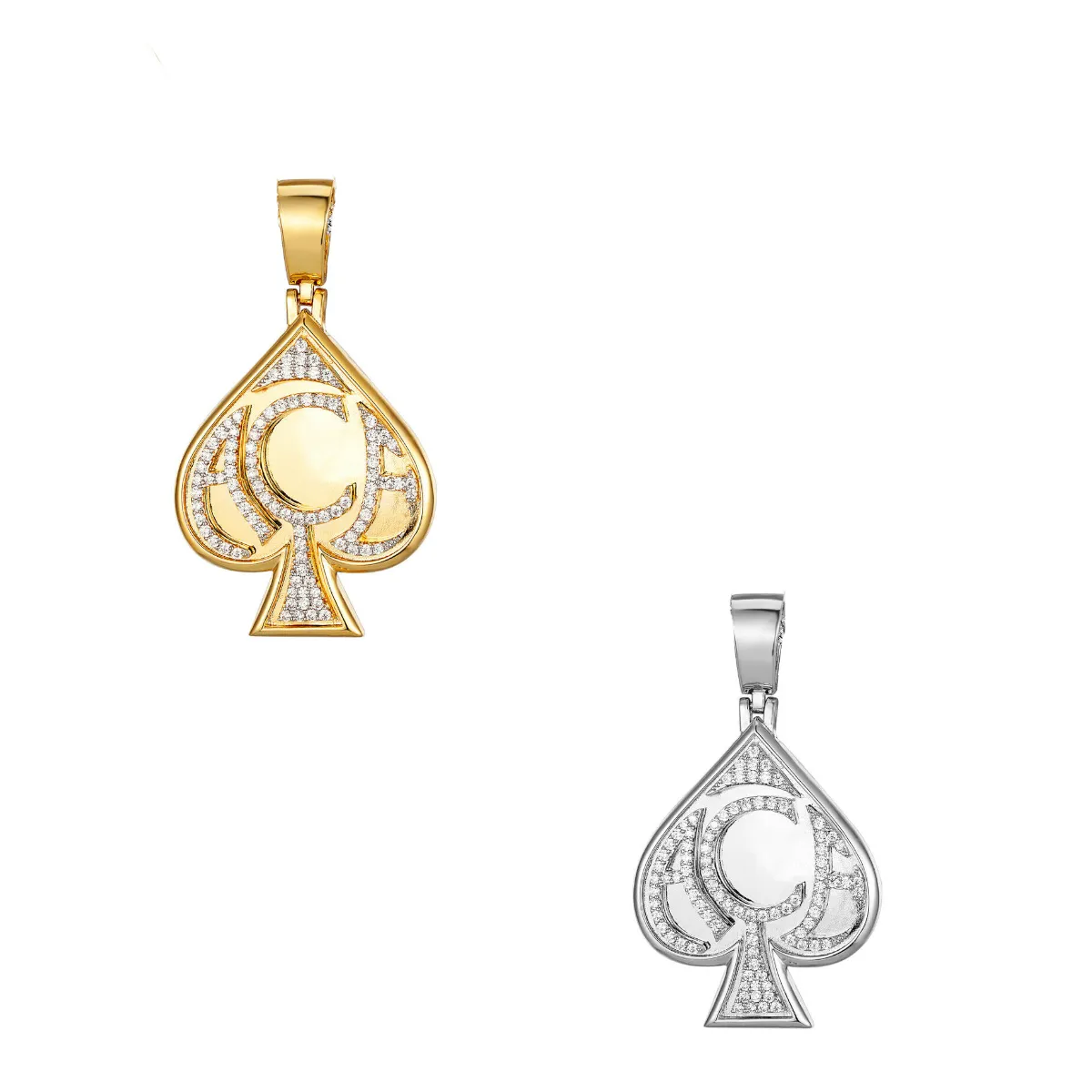 Ace of Spade Fully Simulated Diamond With Chain