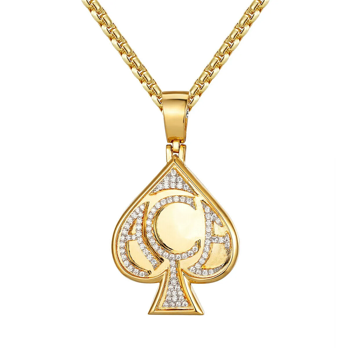 Ace of Spade Fully Simulated Diamond With Chain