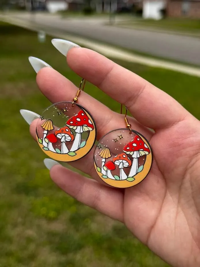 Acrylic Mushroom Earrings