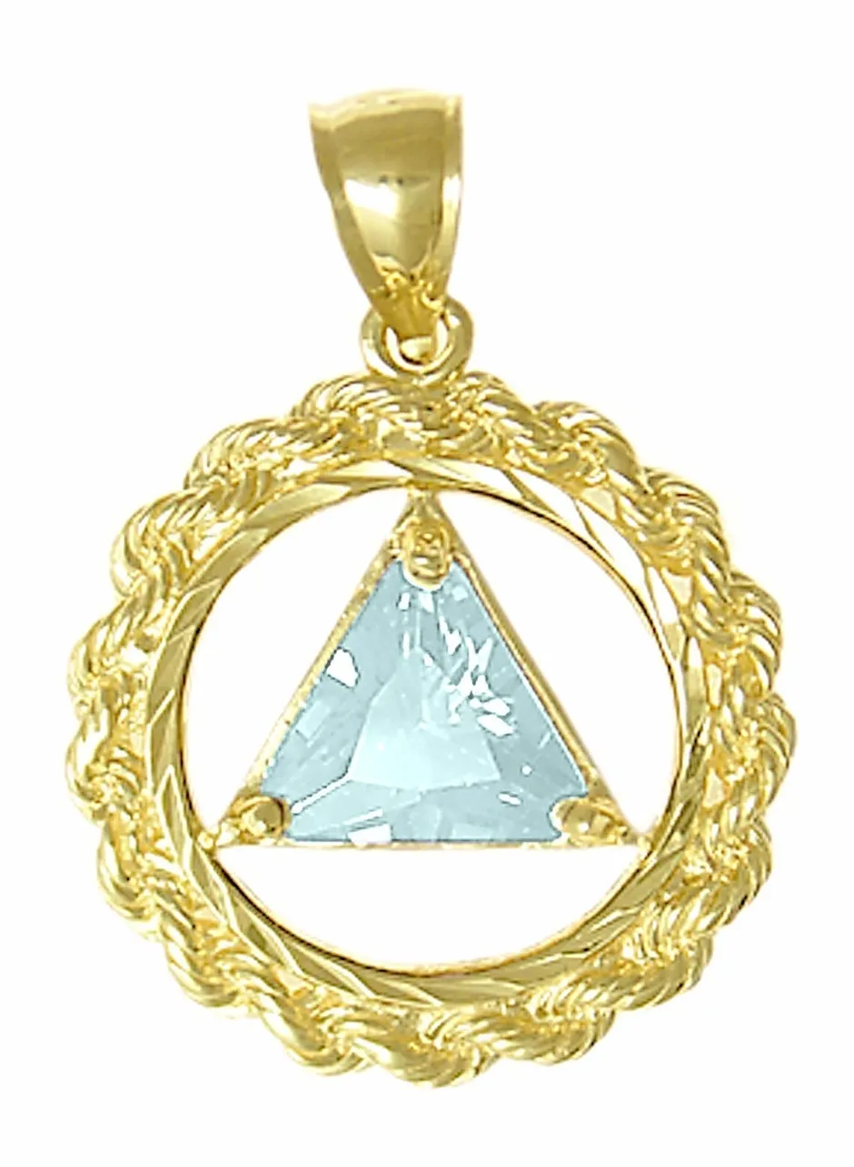 AG07.  AA Birthstone Pendant - 12 Colors, 14kt Gold.