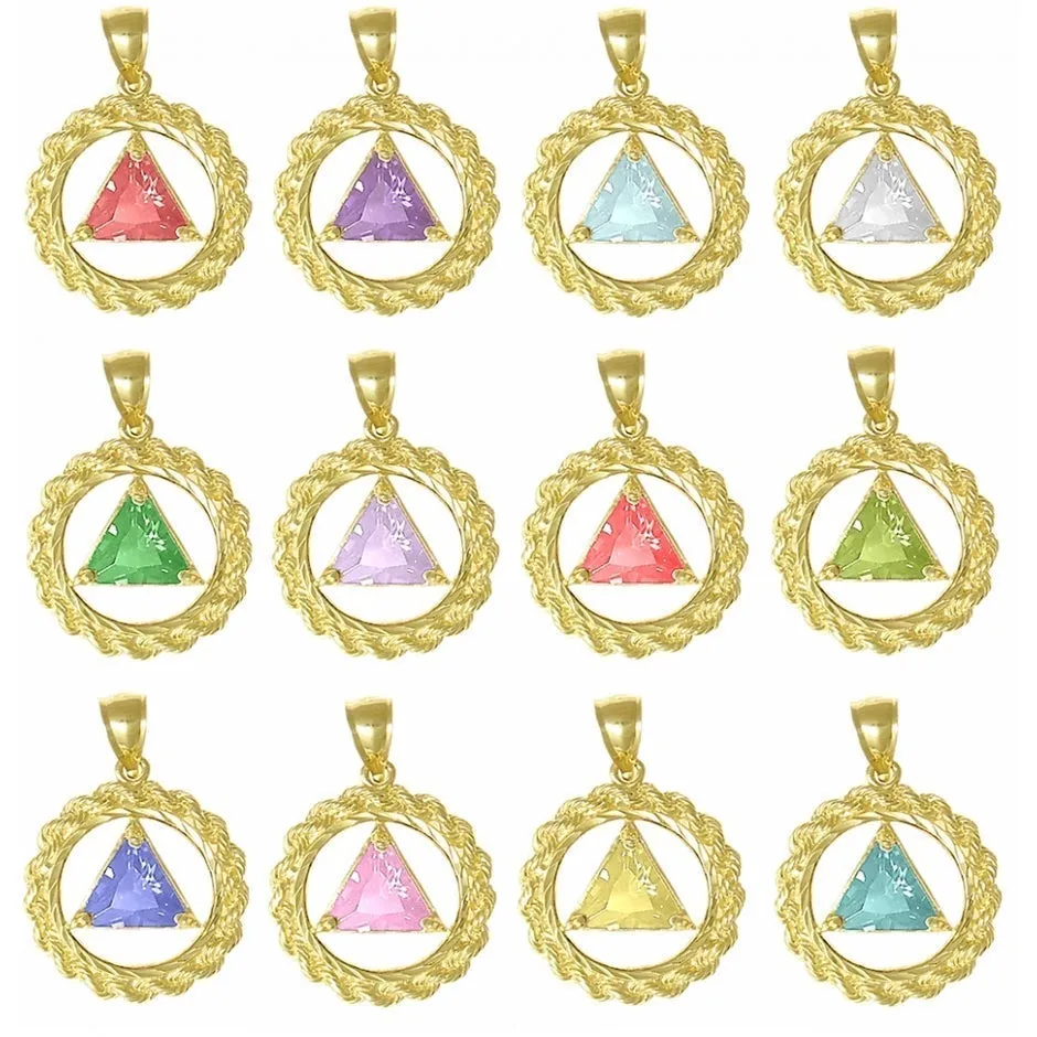 AG07.  AA Birthstone Pendant - 12 Colors, 14kt Gold.