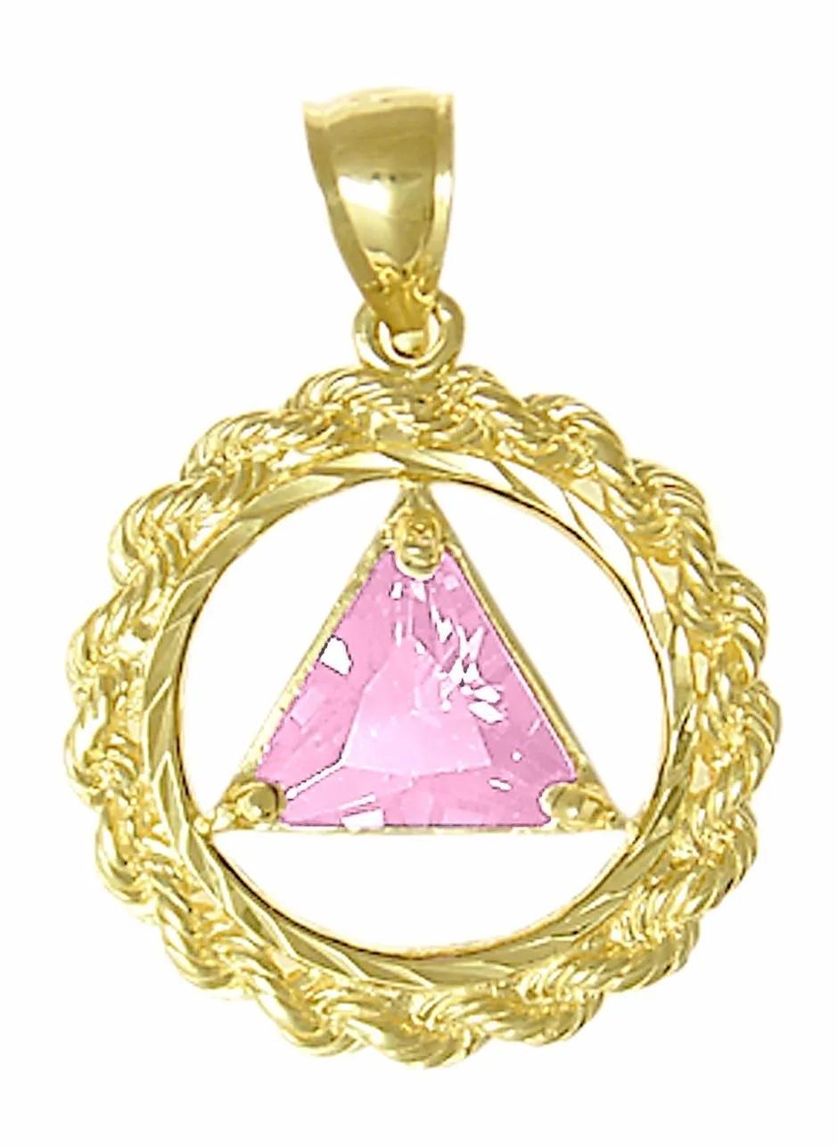 AG07.  AA Birthstone Pendant - 12 Colors, 14kt Gold.