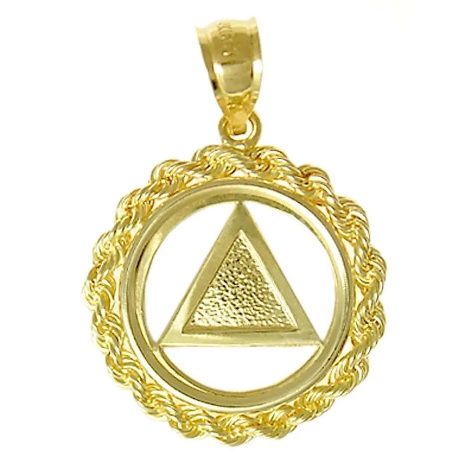 AG13. AA Rope Style Circle Pendant, 14kt Gold.