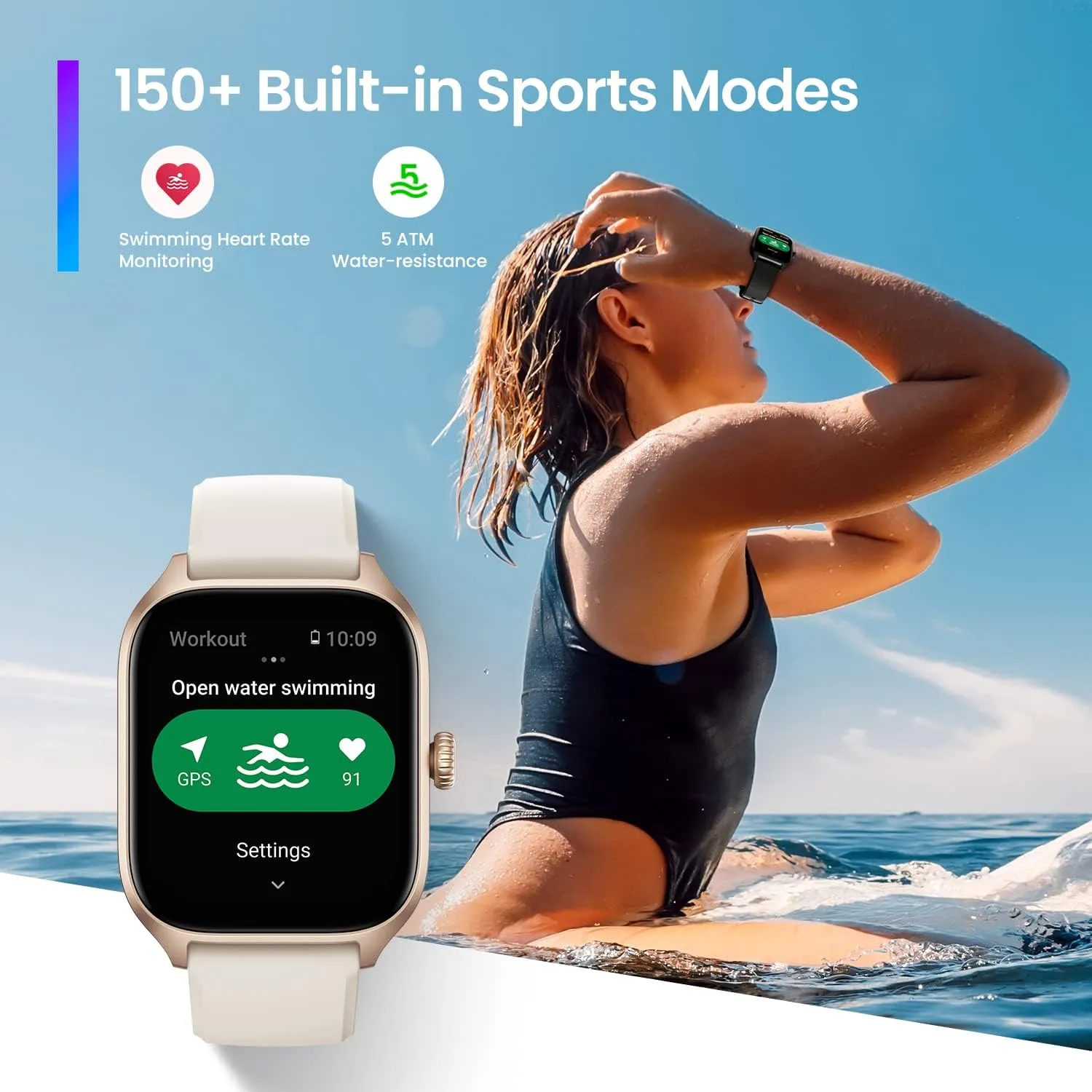 Amazfit GTS 4 Smart Watch 43mm Alexa Built-In, GPS, Bluetooth Calls & Text, 8-Day Battery Life, Heart Rate & Sleep Tracking, AI Fitness App & 150  Sports Modes
