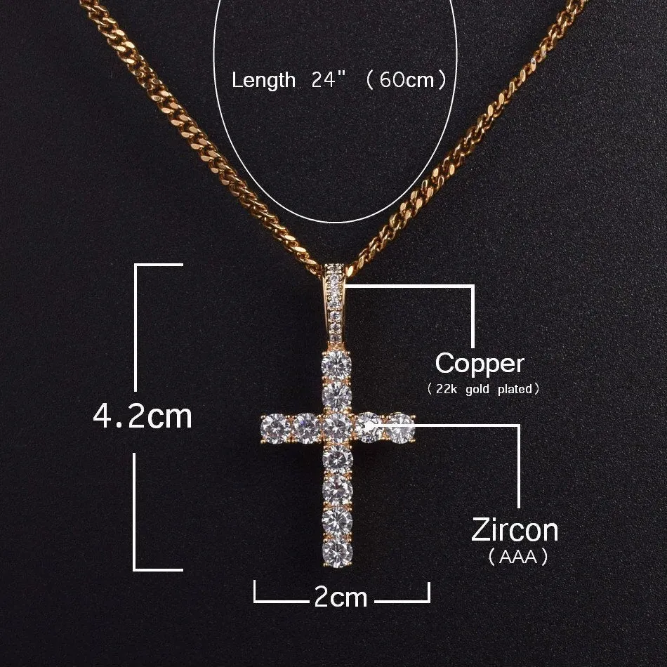 ankh necklace 2 piece set,Iced Zircon Ankh Cross Necklace Set Gold Silver Bling CZ Key To Life Egypt Cross Necklace Hip Hop Jewelry