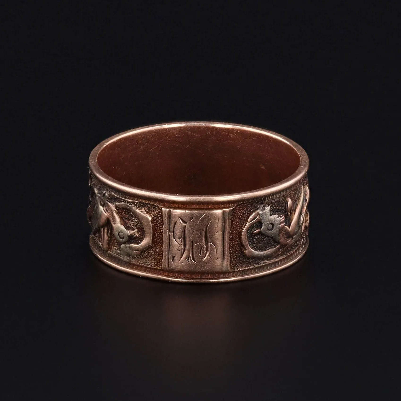 Antique Butterfly Ring | 14k Tri Color Gold Cigar Band Ring