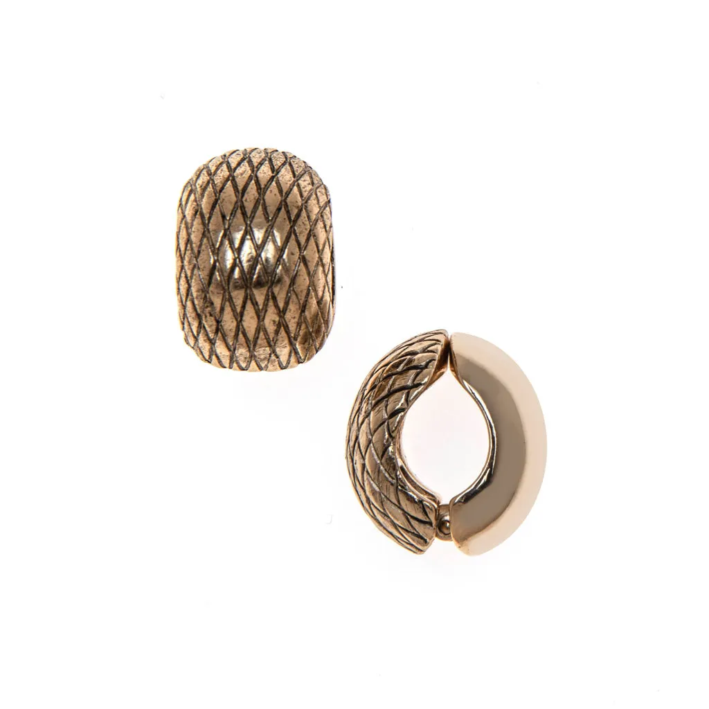 Antique Gold Tone Reversible Hugs® Clip Earrings