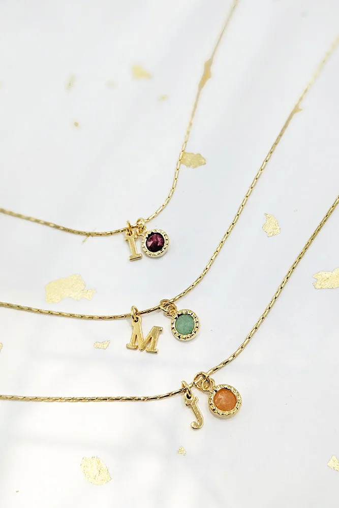 Arlo Initial Gemstone Bezel Necklace