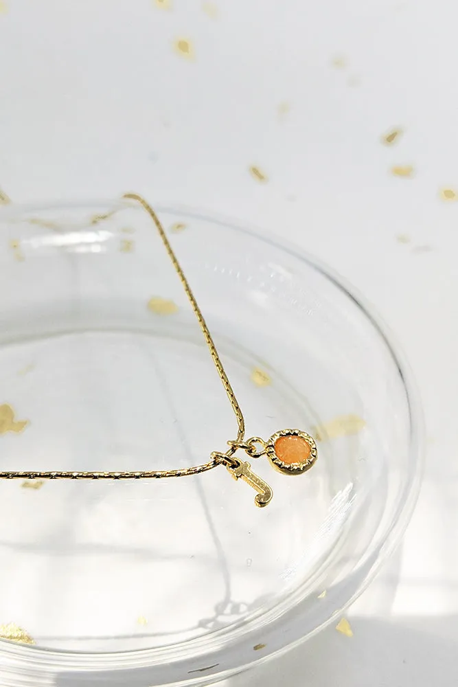 Arlo Initial Gemstone Bezel Necklace