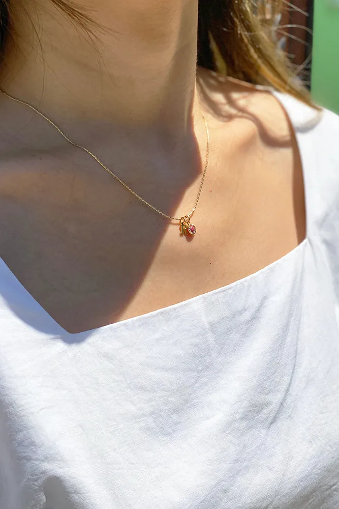 Arlo Initial Gemstone Bezel Necklace