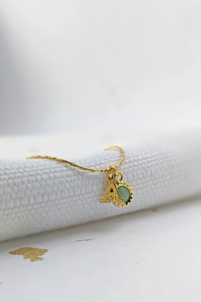 Arlo Initial Gemstone Bezel Necklace