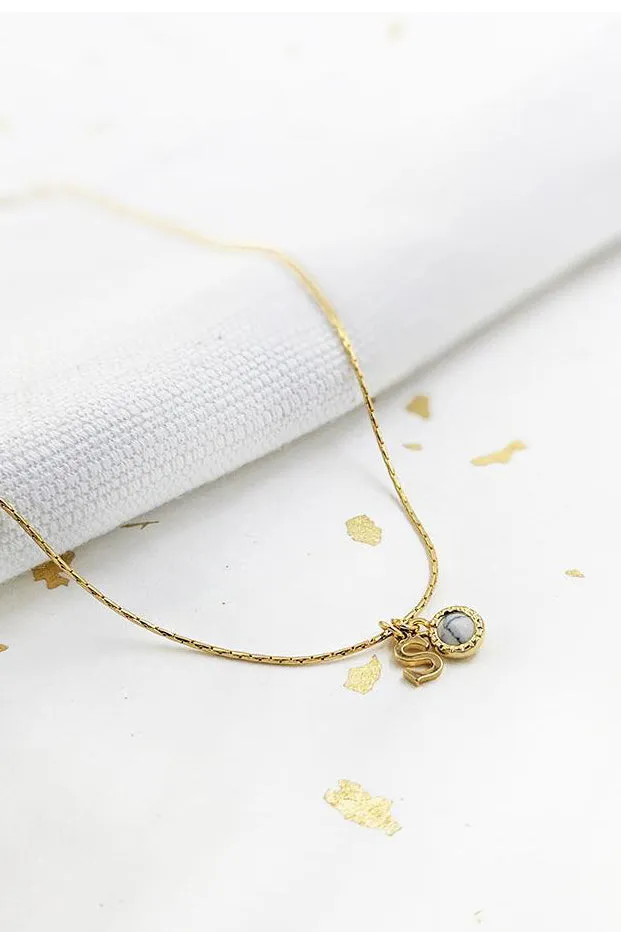 Arlo Initial Gemstone Bezel Necklace