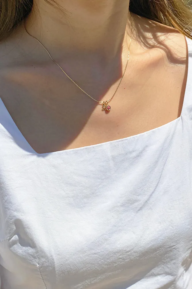 Arlo Initial Gemstone Bezel Necklace