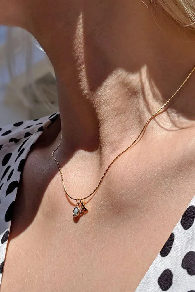 Arlo Initial Gemstone Bezel Necklace
