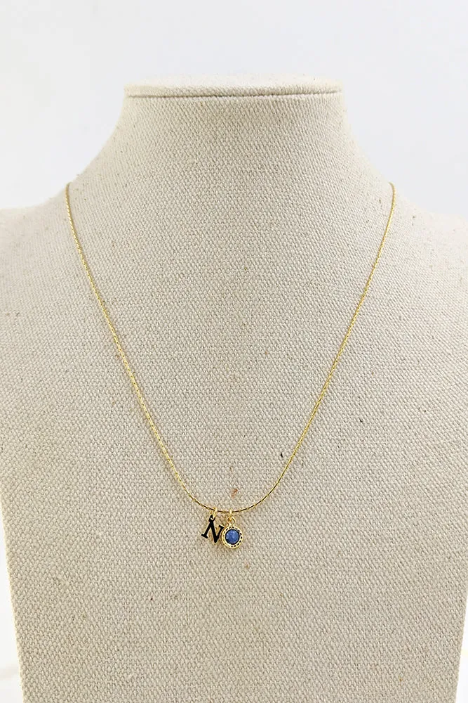 Arlo Initial Gemstone Bezel Necklace