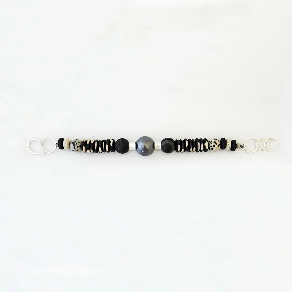 Arty Line-Up in Sterling and Charcoal II - Bracelet