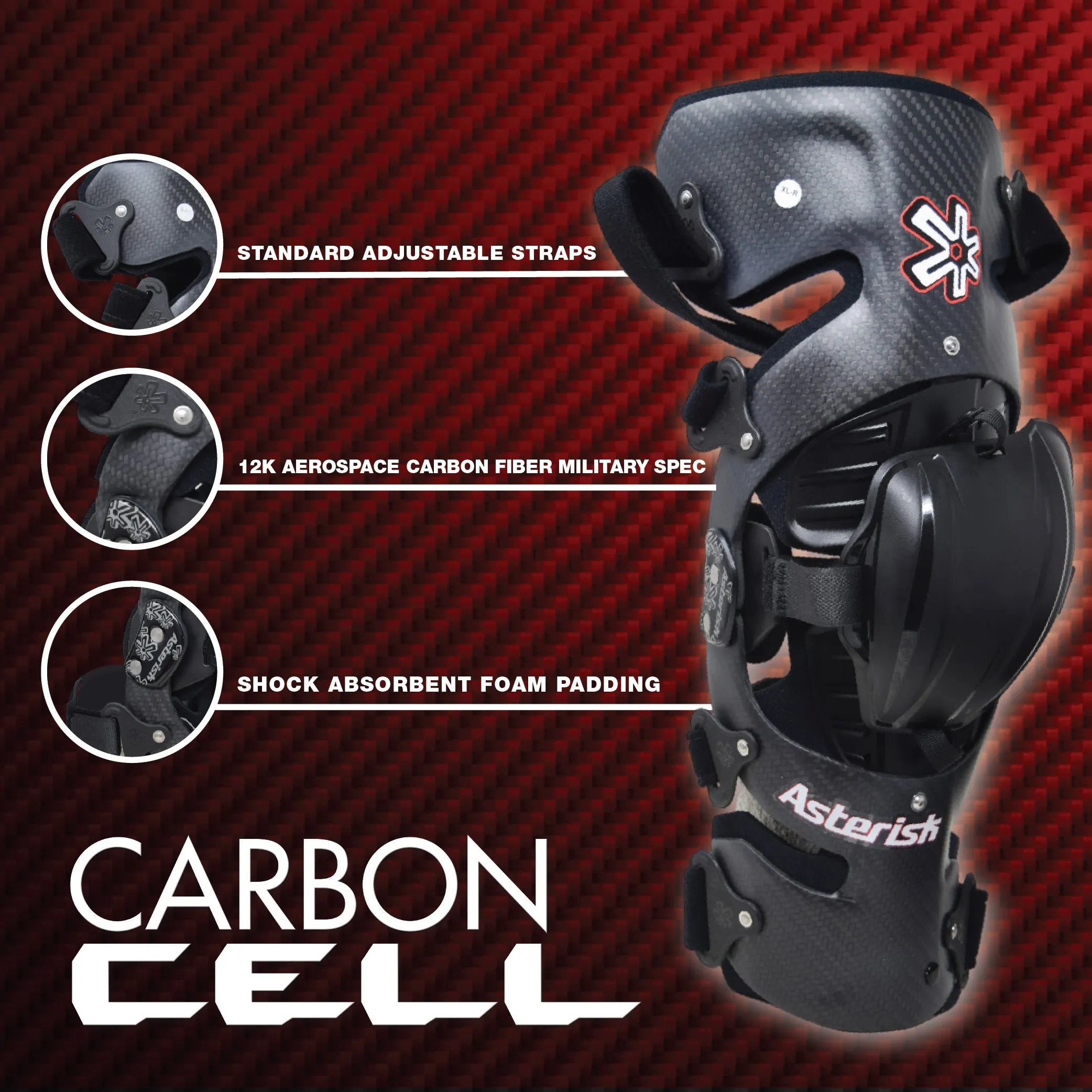 Asterisk Micro Cell - Youth Knee Protector Brace (Right Only) for Motocross, Snowboarding, Wakeboarding, Off-Roading, Football, & More Junior Riders